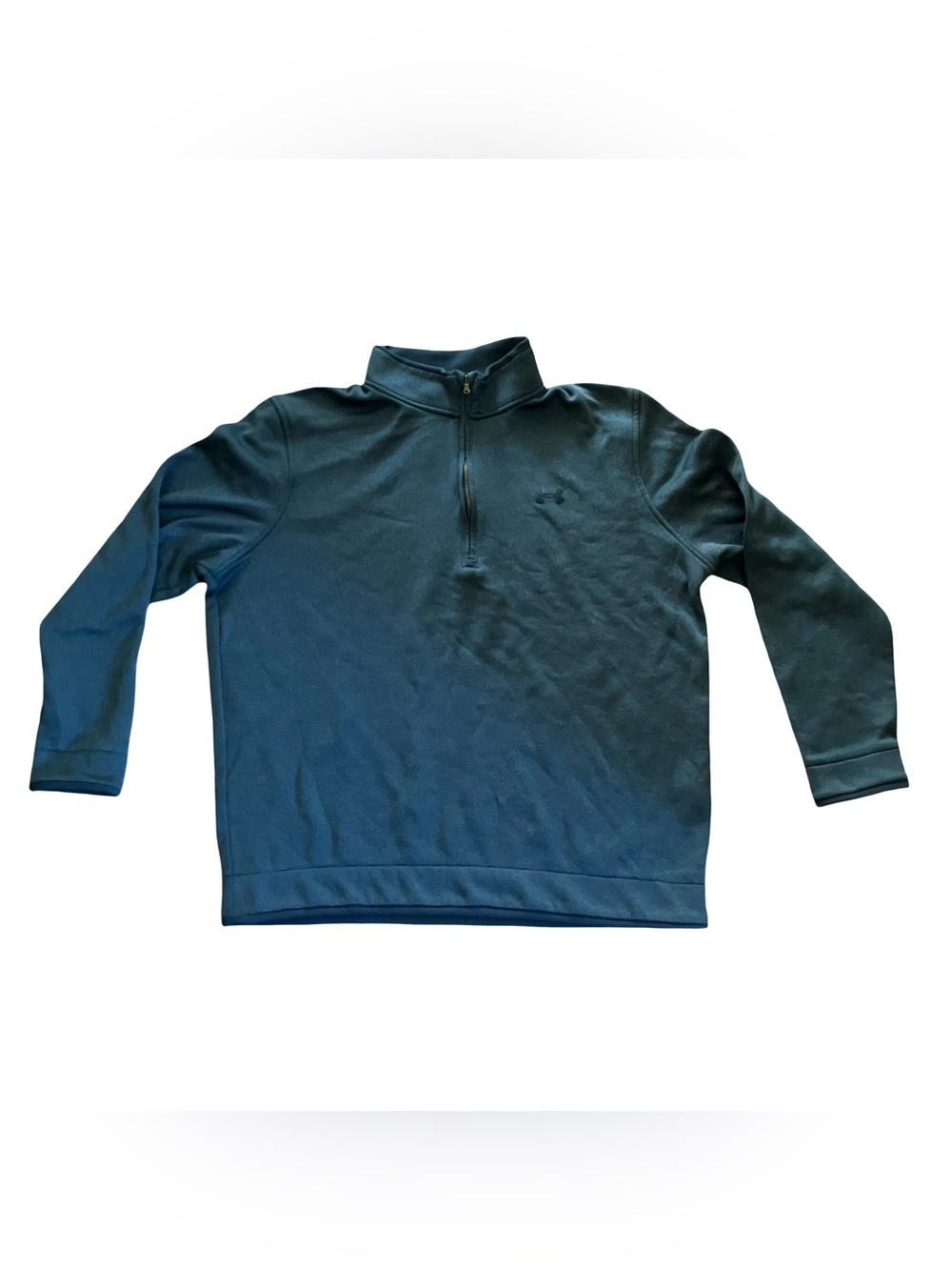 Under Armour Golf Pullover 1/4 Zip Ribbed Jacket Teal Blue XL Pockets Activewear